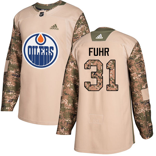 Adidas Oilers #31 Grant Fuhr Camo Authentic Veterans Day Stitched NHL Jersey